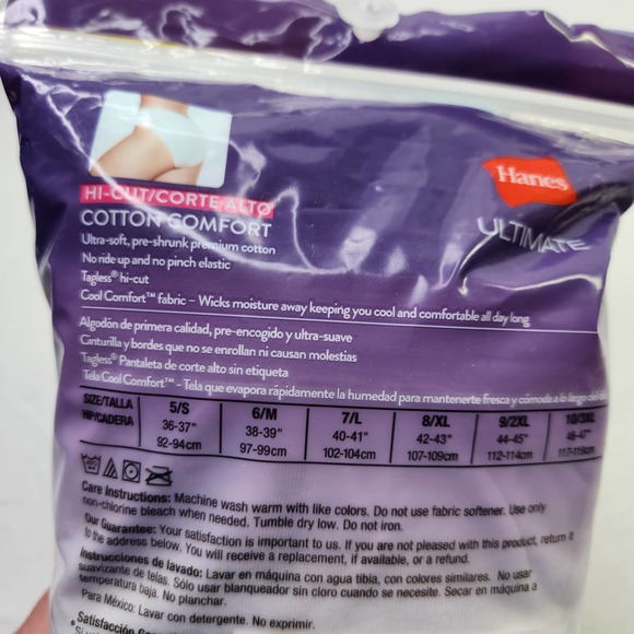 Hanes Ultimate Ultra Soft Hi Cut Briefs Cotton Size 6 New 6 Pack Multicolor - Picture 5 of 5